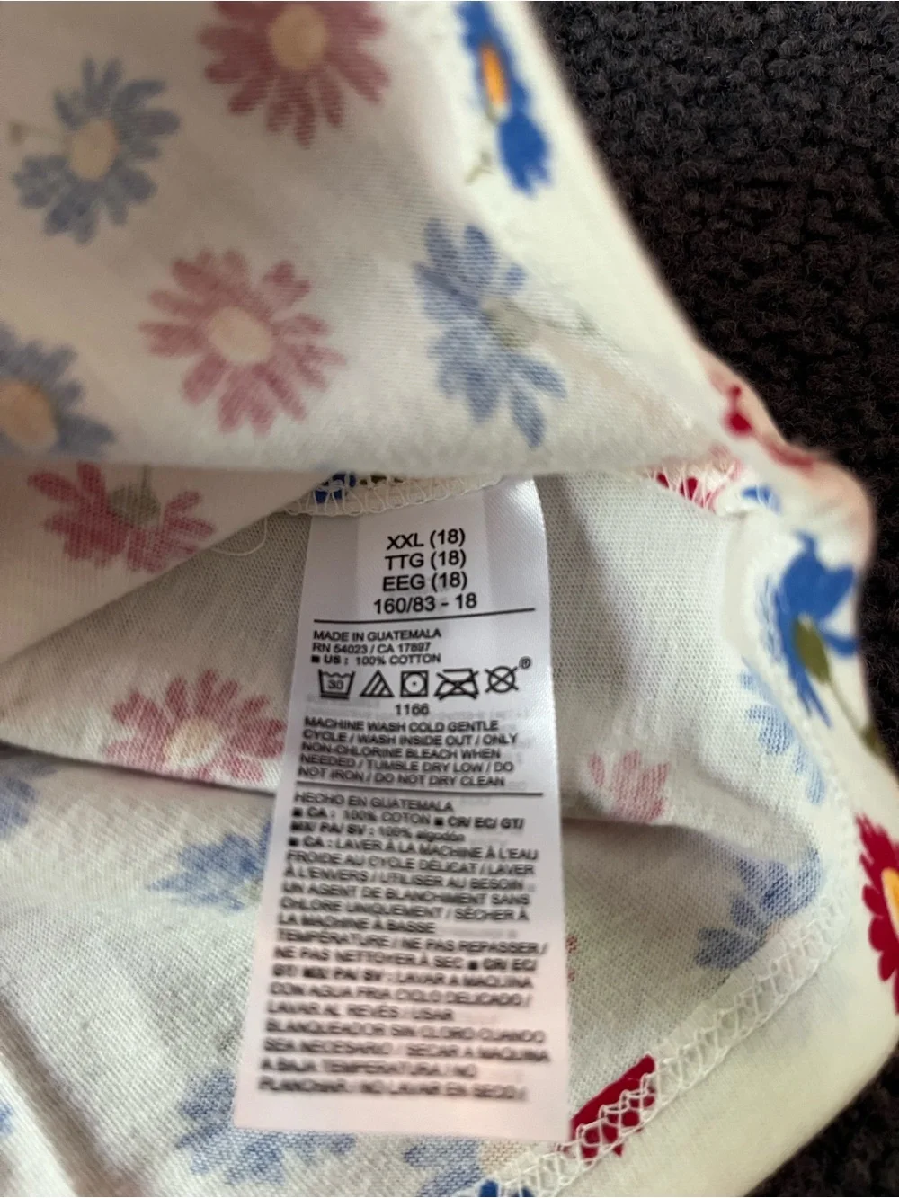 Old Navy Cream Short Sleeve Tee with Red & Blue Floral Print